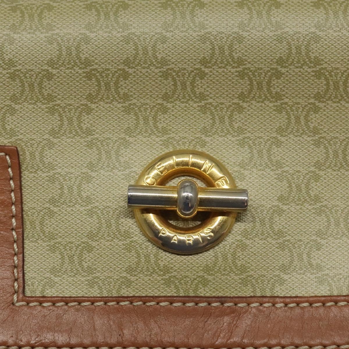 CELINE Macadam Canvas Hand Bag PVC Beige Gold Auth 120908