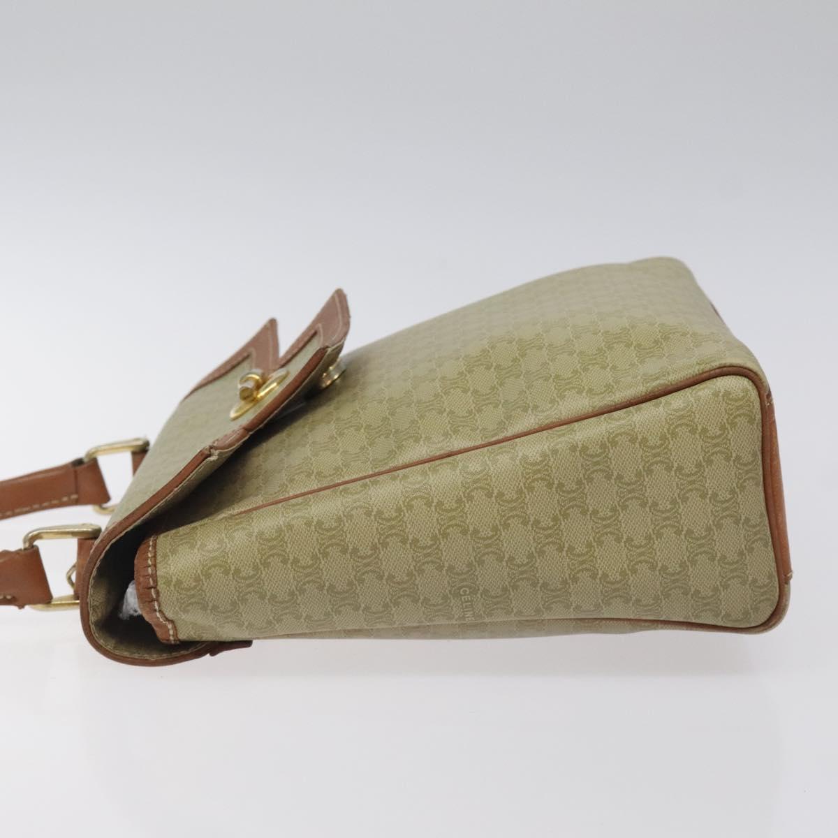 CELINE Macadam Canvas Hand Bag PVC Beige Gold Auth 120908