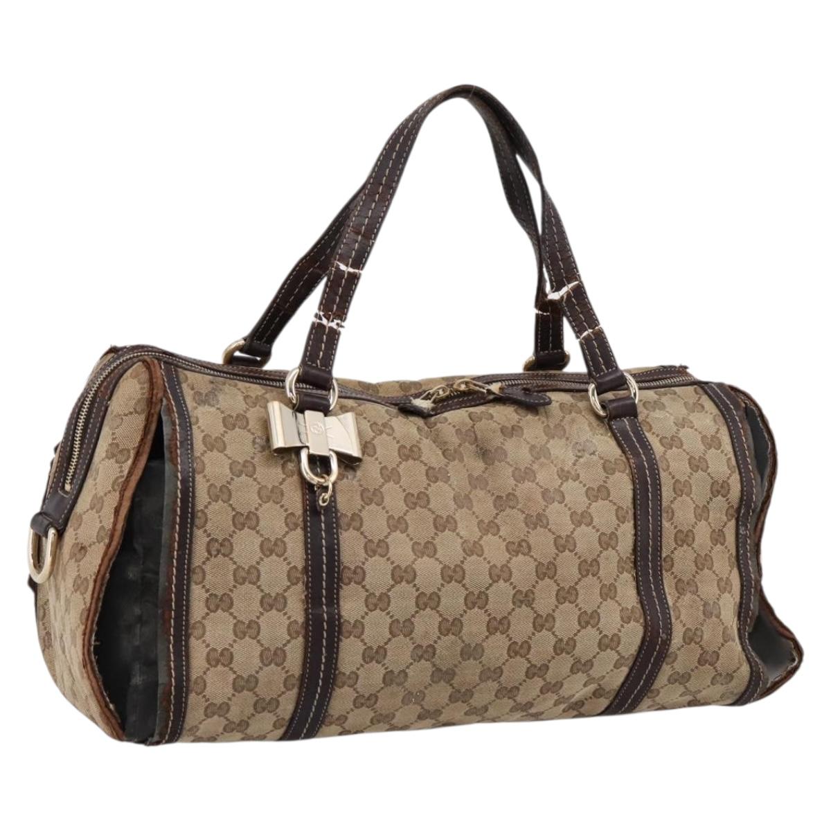 GUCCI GG Crystal Shoulder Bag Coated Canvas Brown Gold 181488 Auth 120919