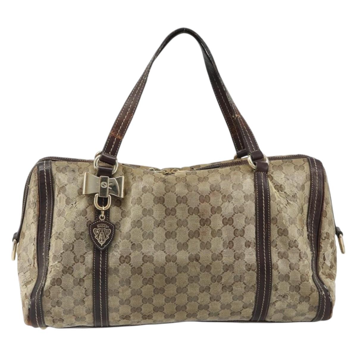 GUCCI GG Crystal Shoulder Bag Coated Canvas Brown Gold 181488 Auth 120919