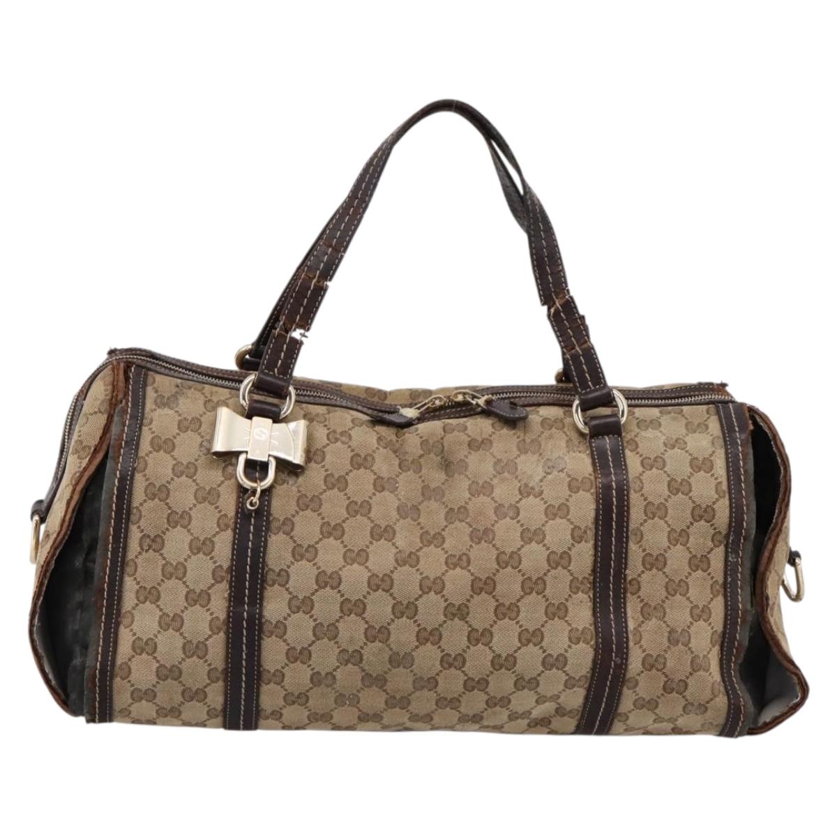 GUCCI GG Crystal Shoulder Bag Coated Canvas Brown Gold 181488 Auth 120919