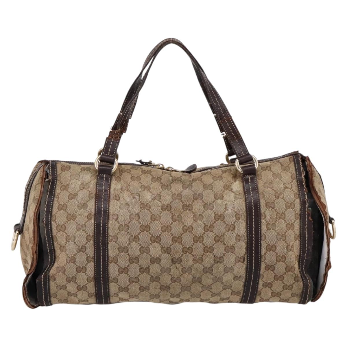 GUCCI GG Crystal Shoulder Bag Coated Canvas Brown Gold 181488 Auth 120919