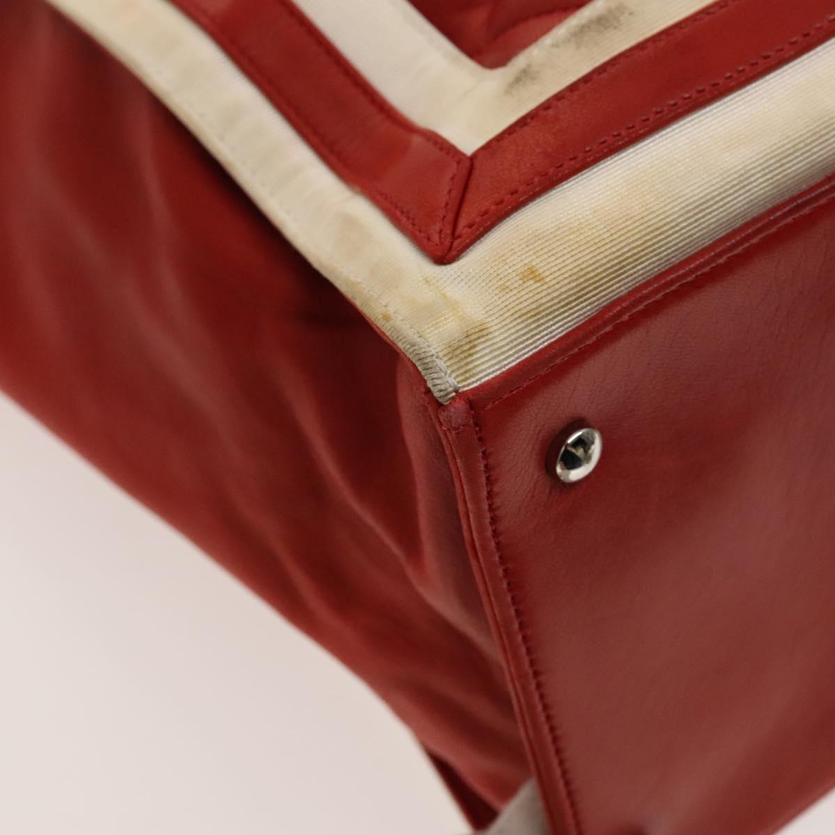 CHANEL Matelasse Chain Tote Bag Lamb Skin Red Silver CC Auth 120921