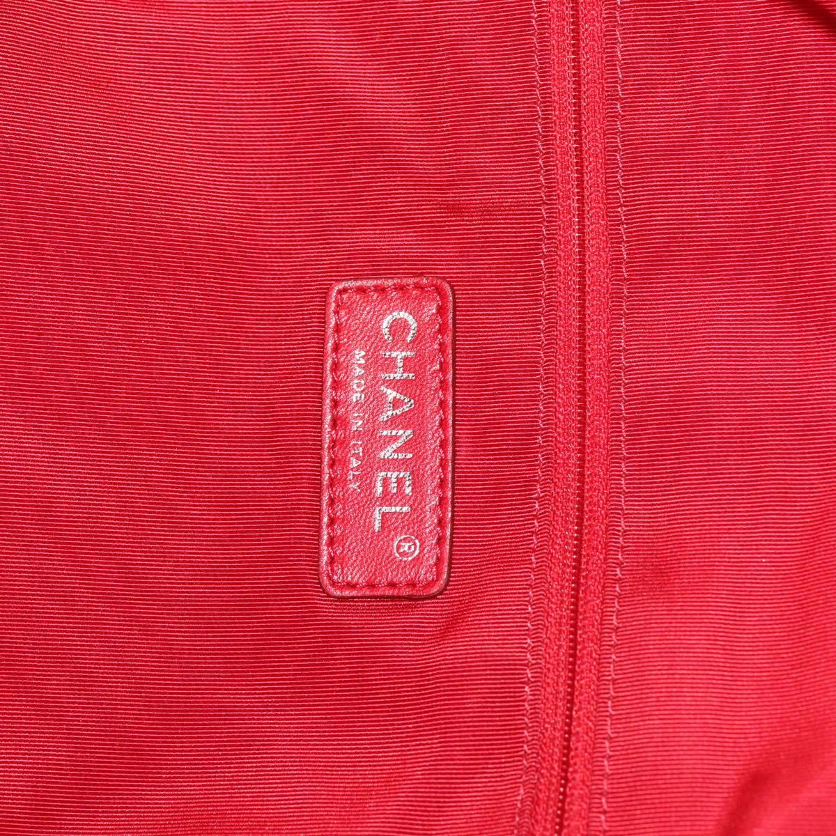 CHANEL Matelasse Chain Tote Bag Lamb Skin Red Silver CC Auth 120921