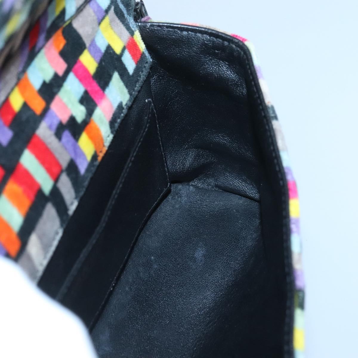 CHANEL Shoulder Bag Velor Gold Multicolor CC Auth 120922