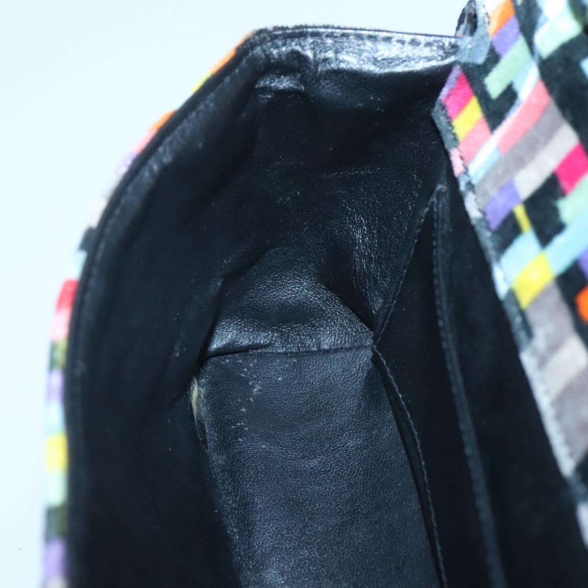 CHANEL Shoulder Bag Velor Gold Multicolor CC Auth 120922