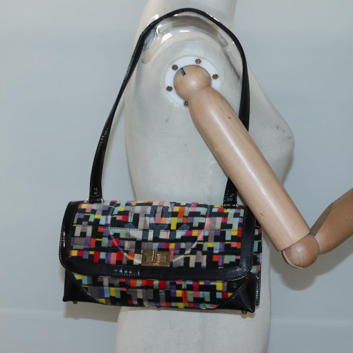 CHANEL Shoulder Bag Velor Gold Multicolor CC Auth 120922