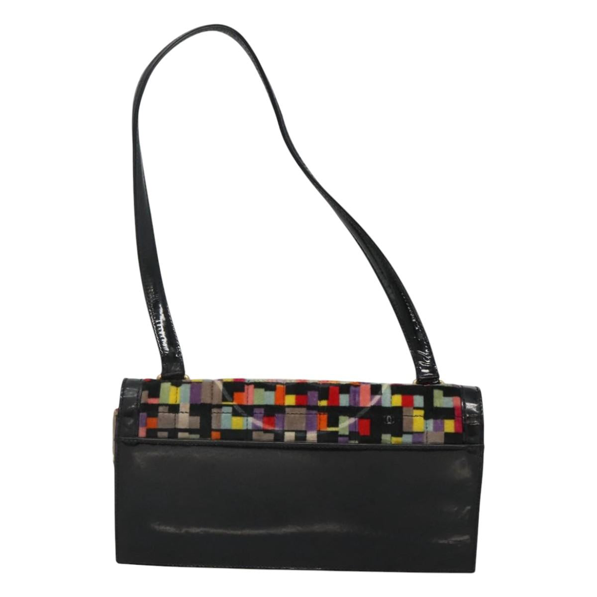 CHANEL Shoulder Bag Velor Gold Multicolor CC Auth 120922