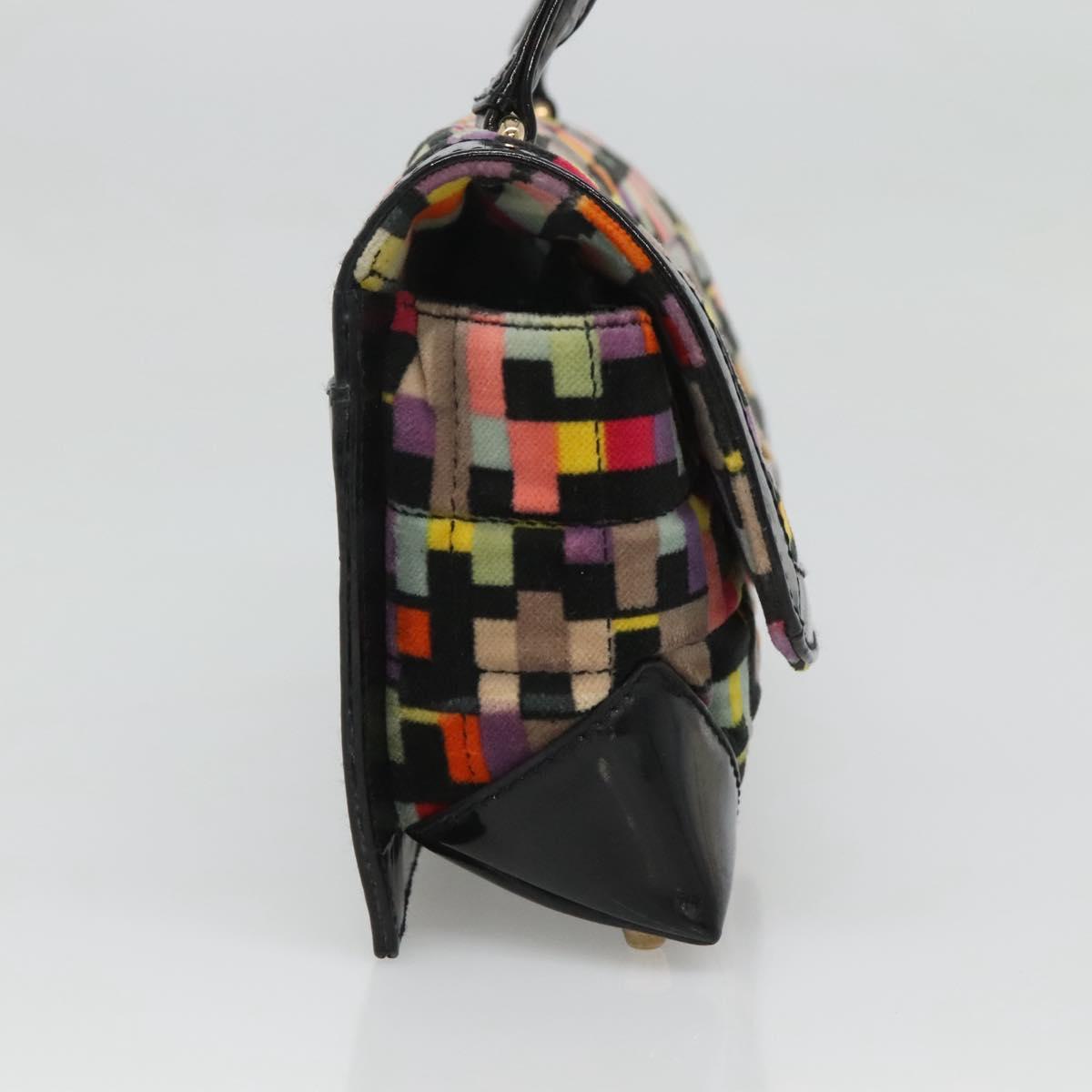 CHANEL Shoulder Bag Velor Gold Multicolor CC Auth 120922