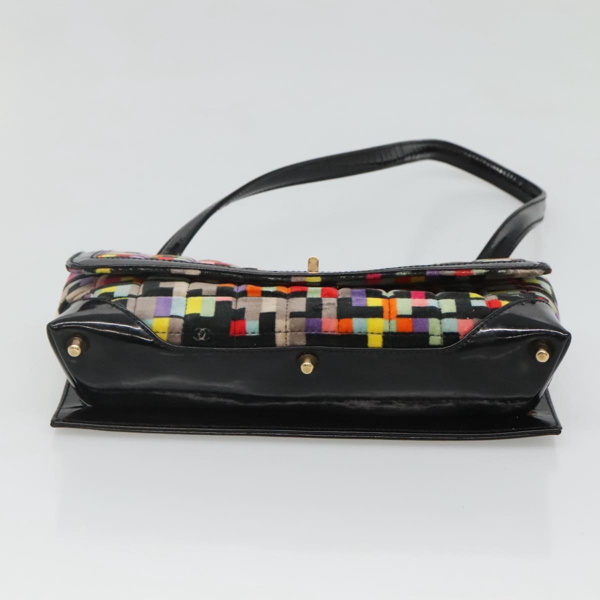 CHANEL Shoulder Bag Velor Gold Multicolor CC Auth 120922