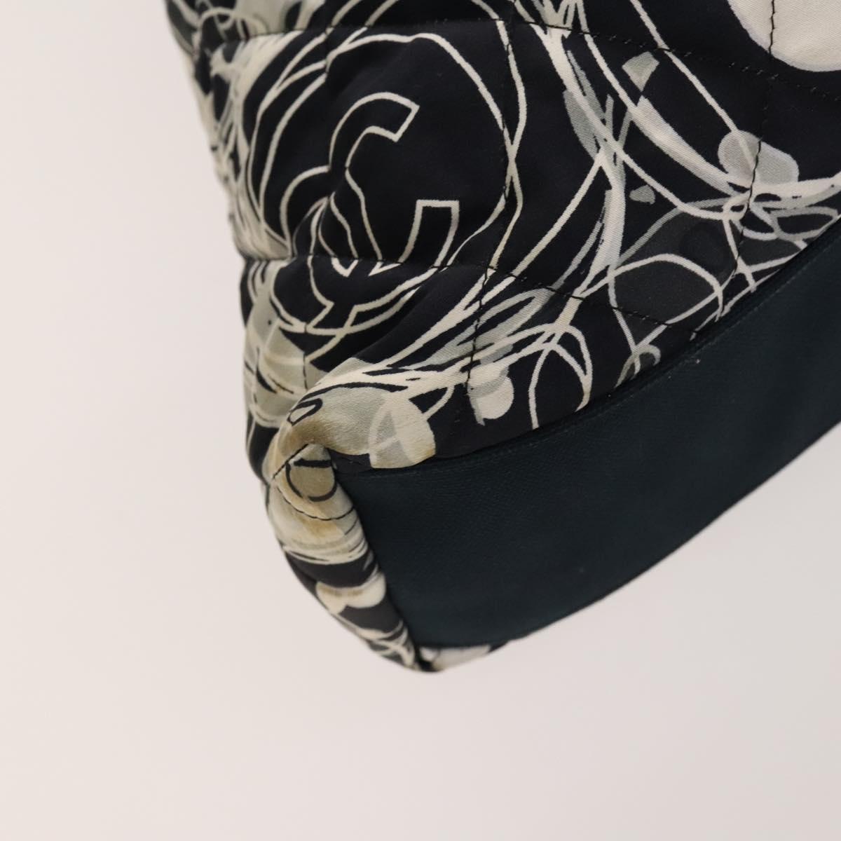 CHANEL Matelasse Chain Shoulder Bag Silk Black Silver CC Auth 120924