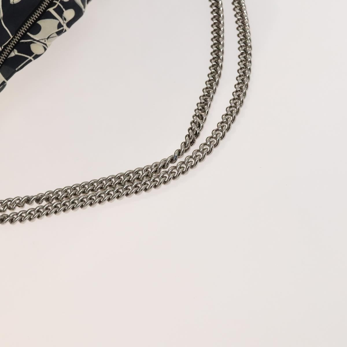 CHANEL Matelasse Chain Shoulder Bag Silk Black Silver CC Auth 120924