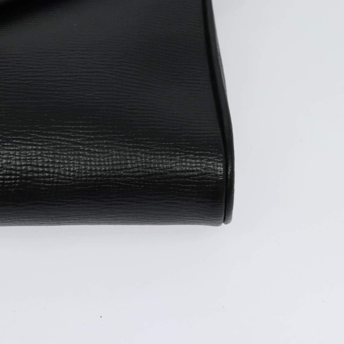 CELINE Circle Hand Bag Leather Black Gold Auth 120926