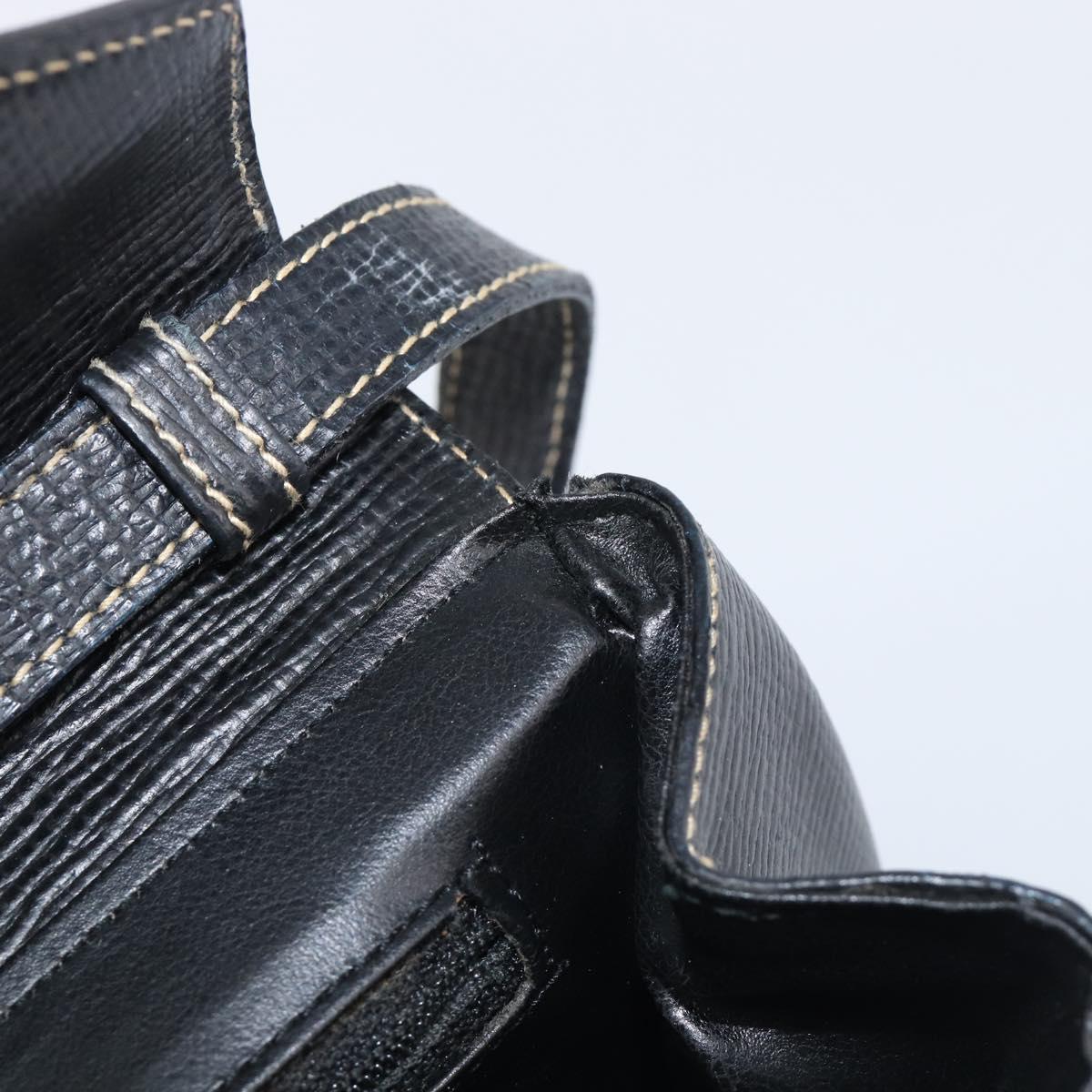 CELINE Circle Hand Bag Leather Black Gold Auth 120926