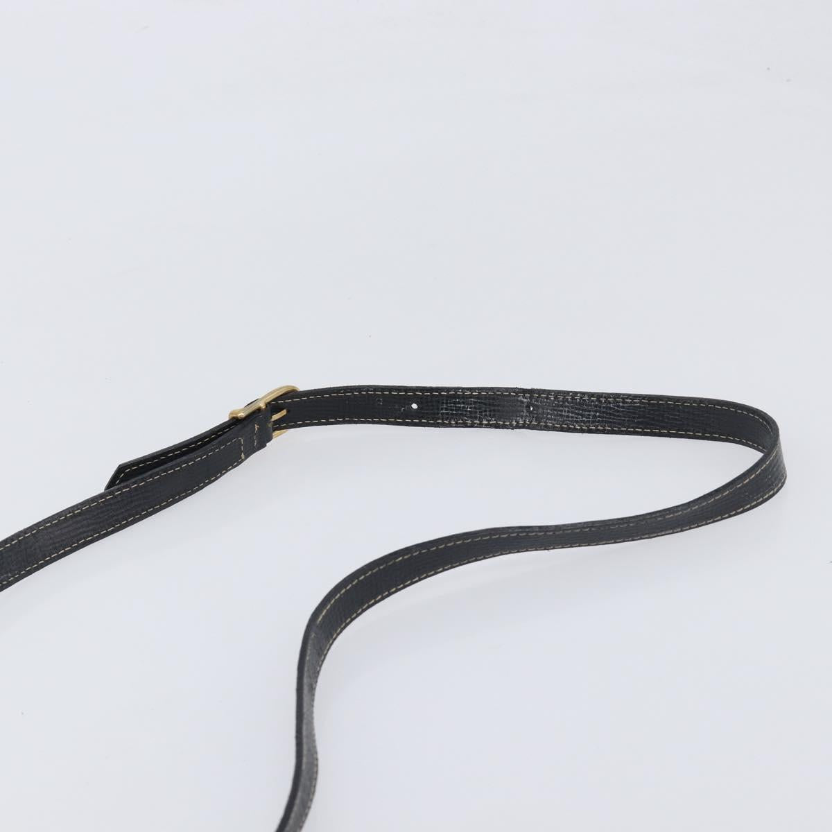 CELINE Circle Hand Bag Leather Black Gold Auth 120926