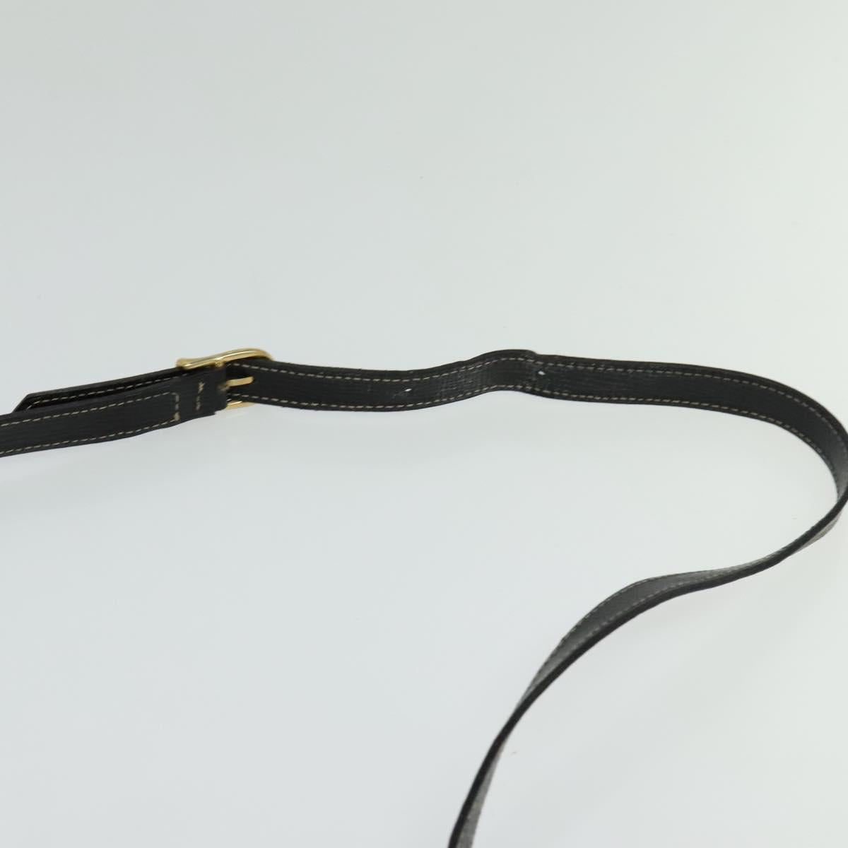 CELINE Circle Hand Bag Leather Black Gold Auth 120926