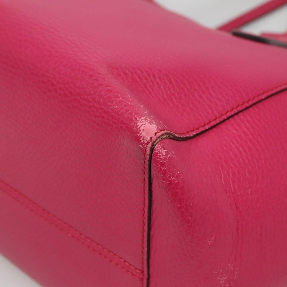 GUCCI Tote Bag Leather Pink Gold Auth 120932