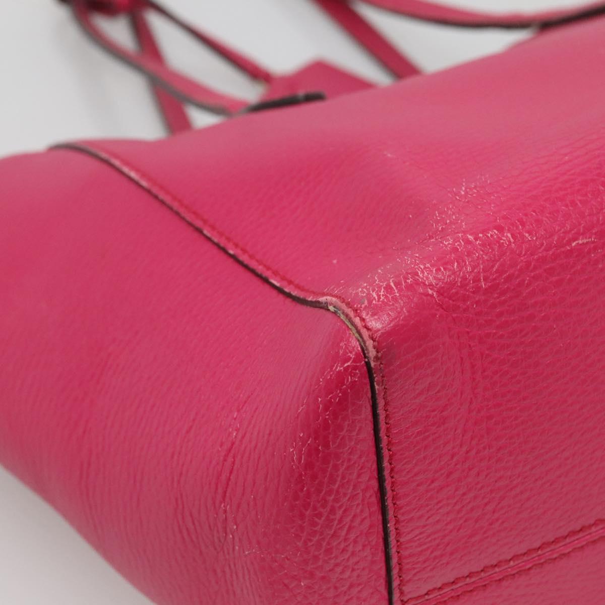 GUCCI Tote Bag Leather Pink Gold Auth 120932