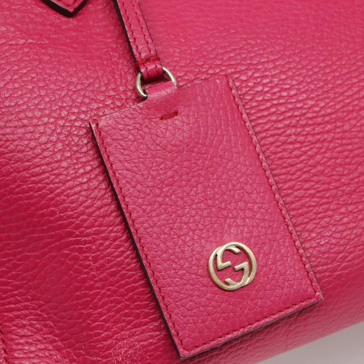 GUCCI Tote Bag Leather Pink Gold Auth 120932