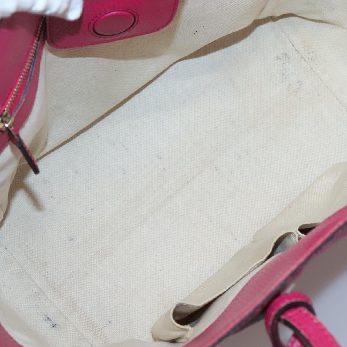 GUCCI Tote Bag Leather Pink Gold Auth 120932