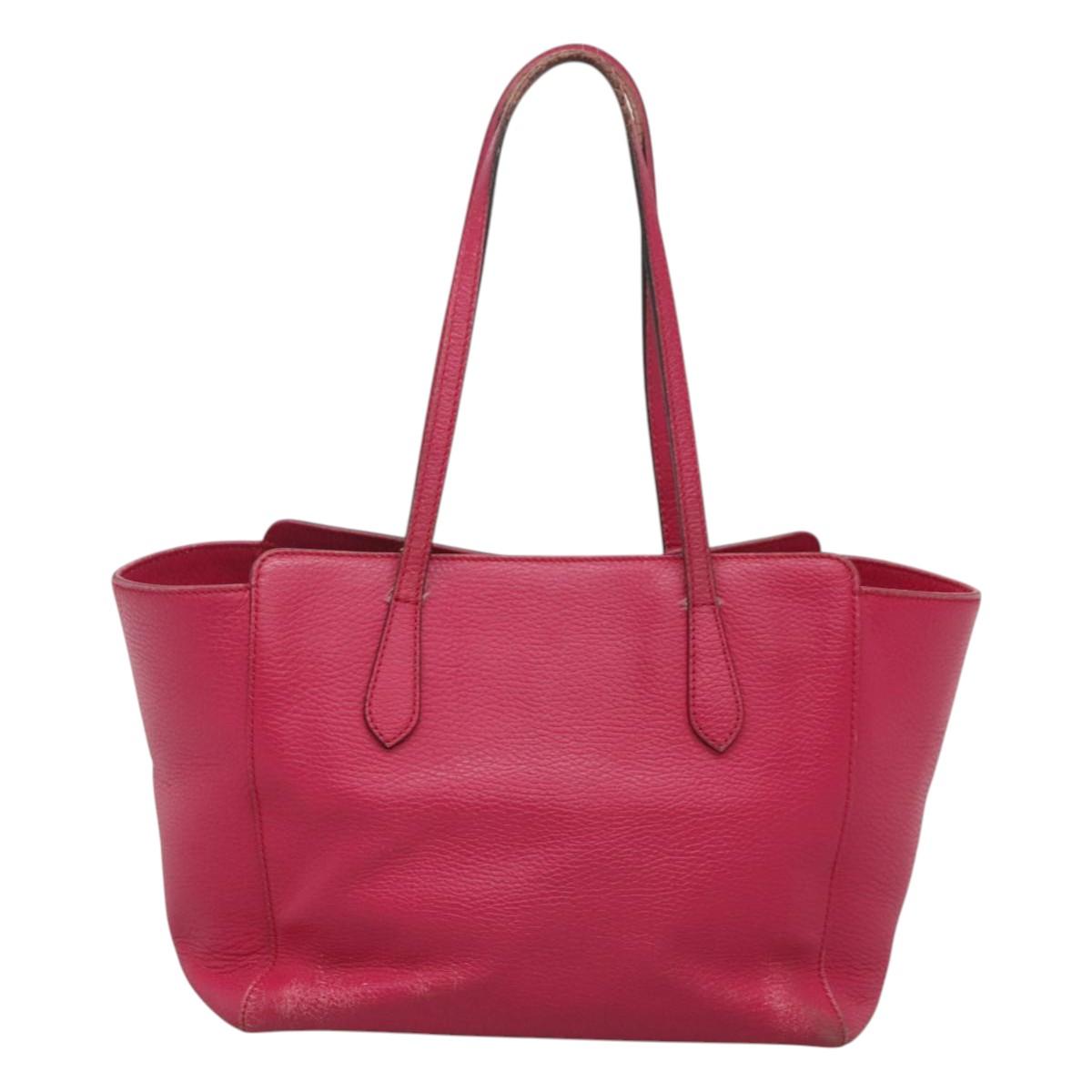 GUCCI Tote Bag Leather Pink Gold Auth 120932