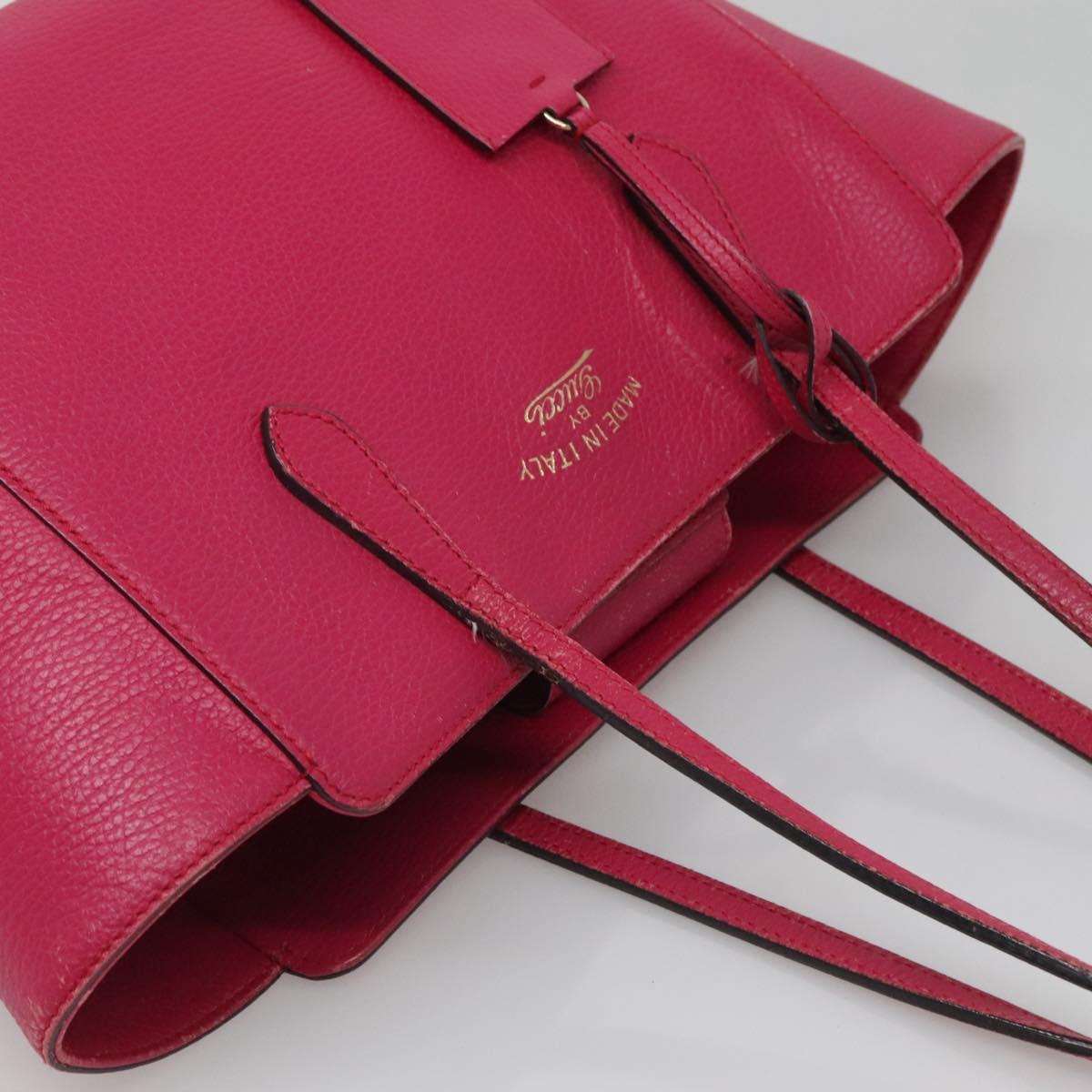 GUCCI Tote Bag Leather Pink Gold Auth 120932