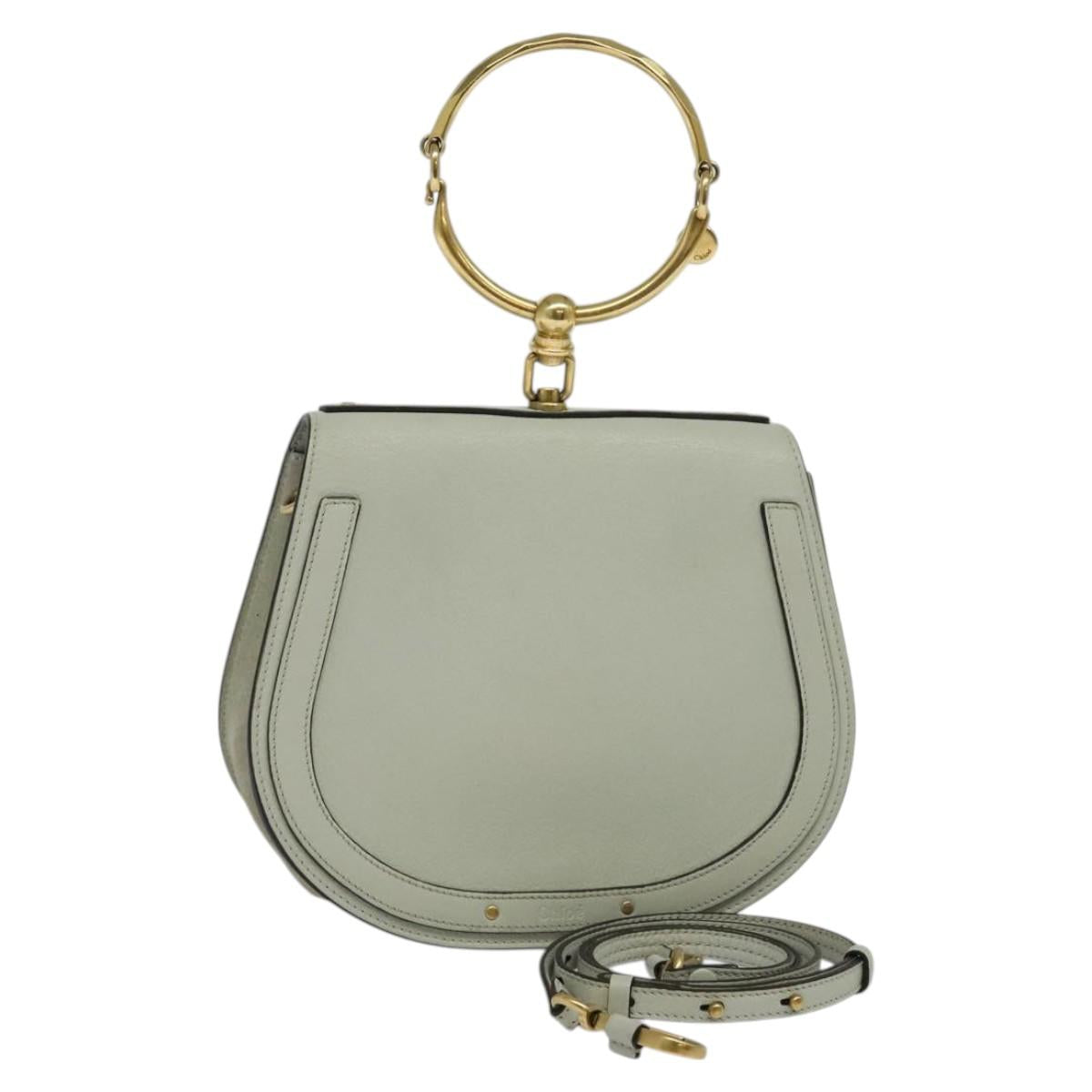 Chloe Nile Hand Bag Leather 2way Gray Gold Auth 120933