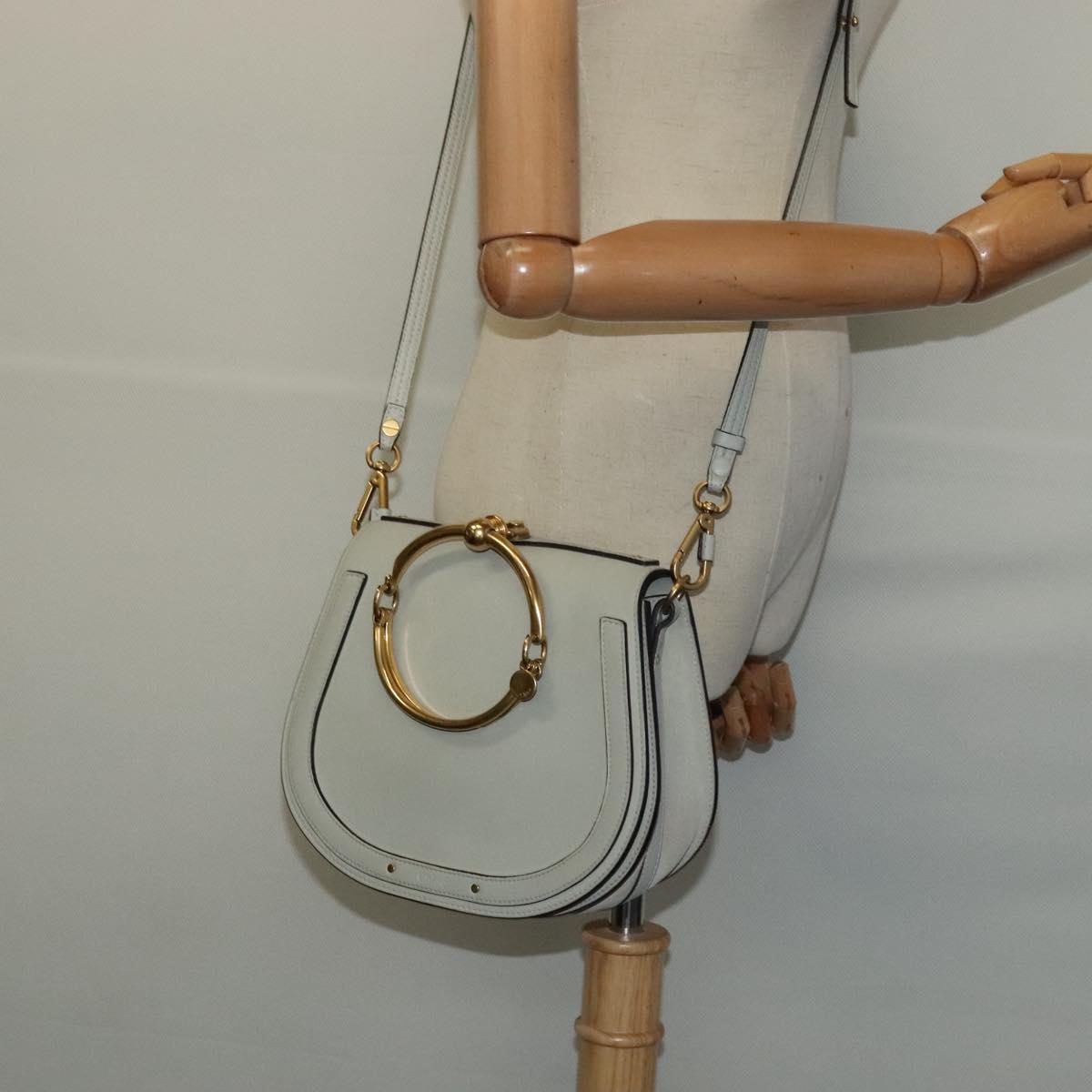 Chloe Nile Hand Bag Leather 2way Gray Gold Auth 120933