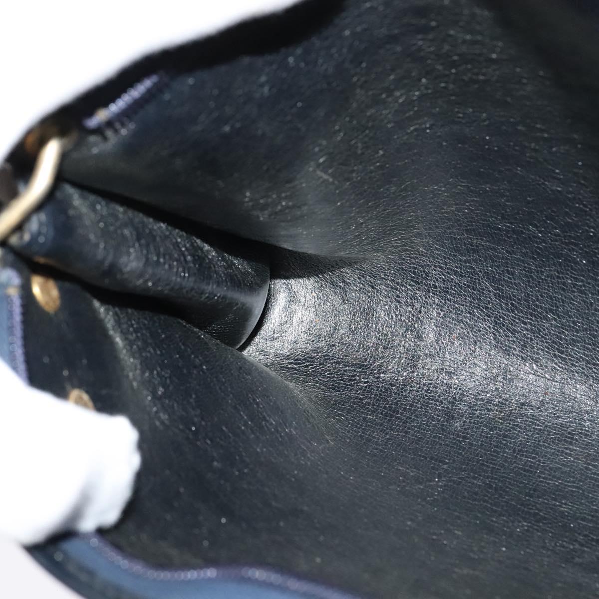 Christian Dior Trotter Canvas Shoulder Bag Navy Gold Auth 120936