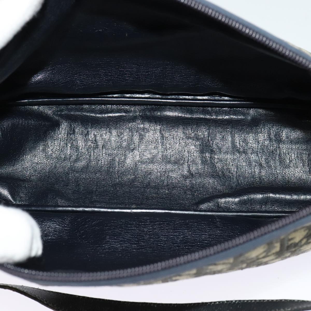 Christian Dior Trotter Canvas Shoulder Bag Navy Gold Auth 120937