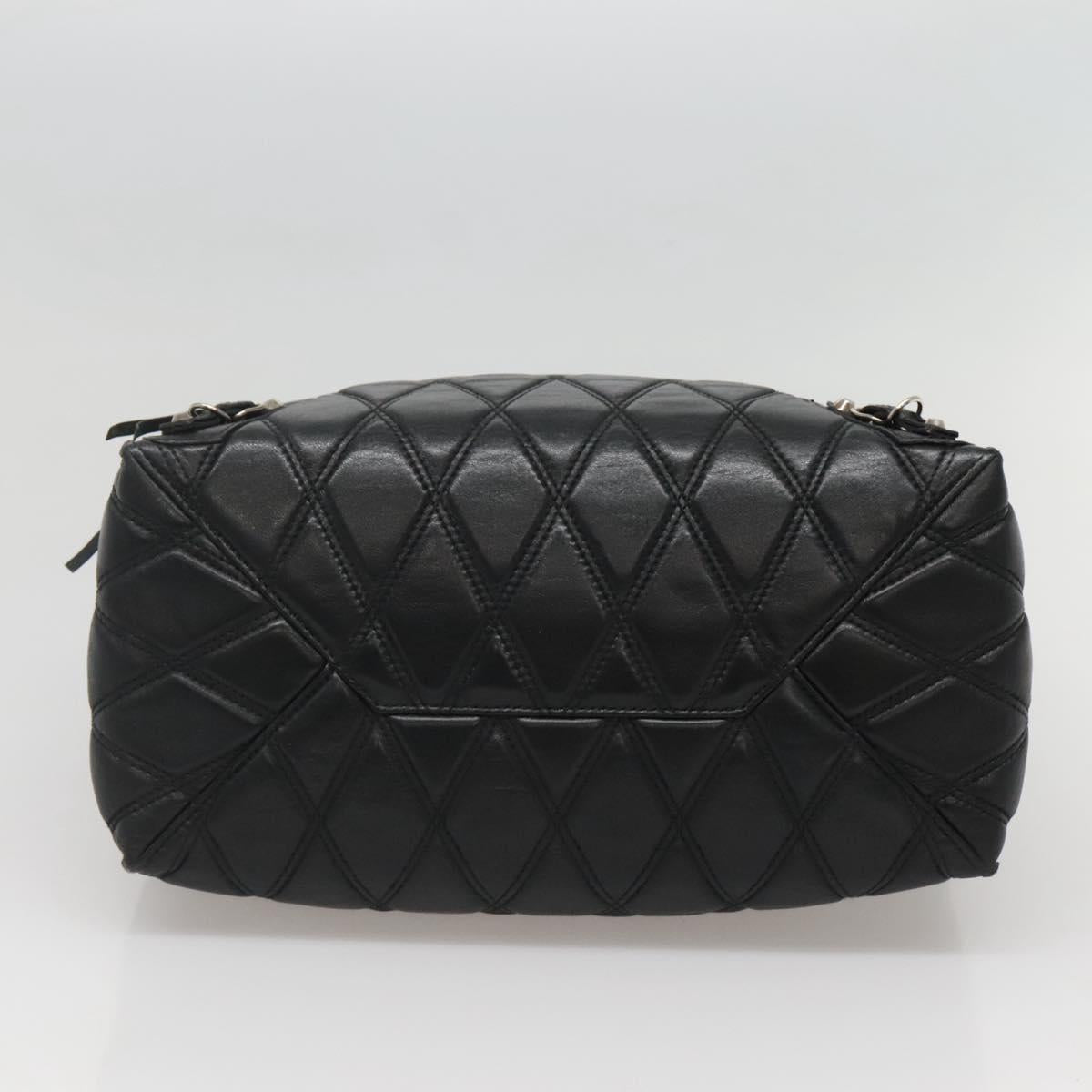 BALENCIAGA Hand Bag Leather Black Silver Auth 120938