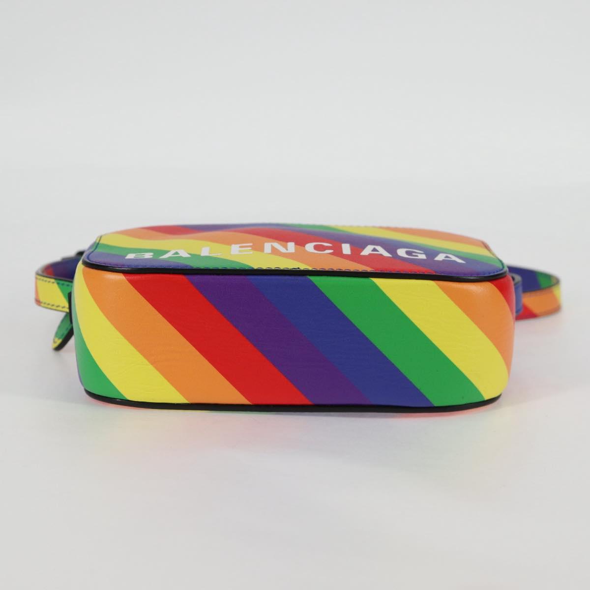 BALENCIAGA Camera bag XS Shoulder Bag Leather Rainbow 558171 Auth 120939SAM