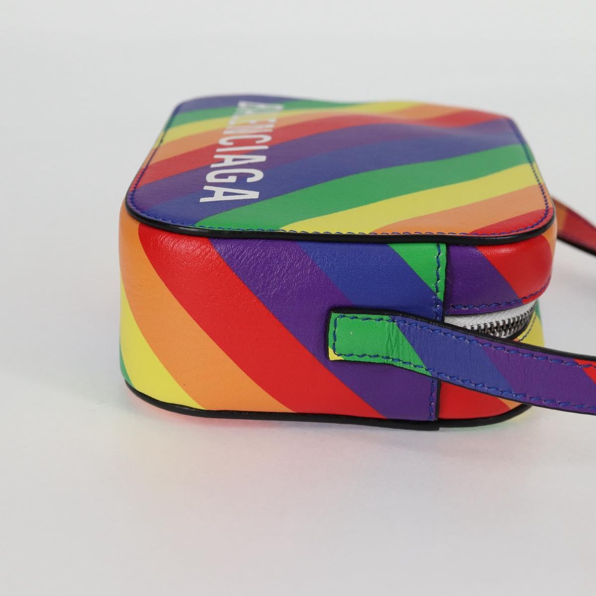 BALENCIAGA Camera bag XS Shoulder Bag Leather Rainbow 558171 Auth 120939SAM