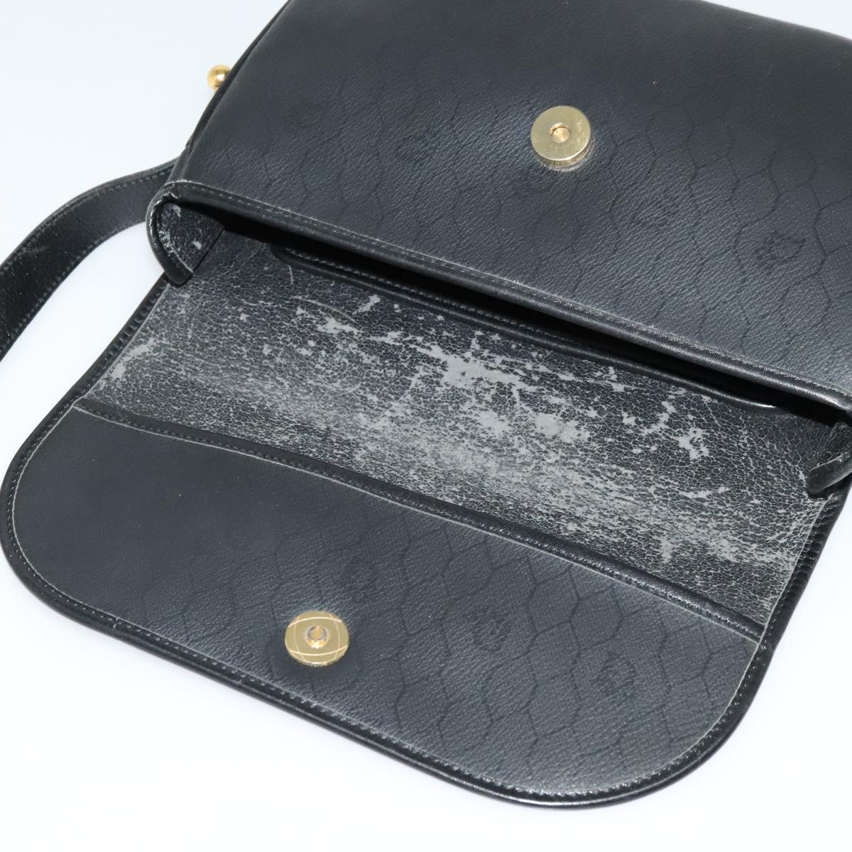 Christian Dior Honeycomb Canvas Shoulder Bag PVC Black Gold Auth 120944