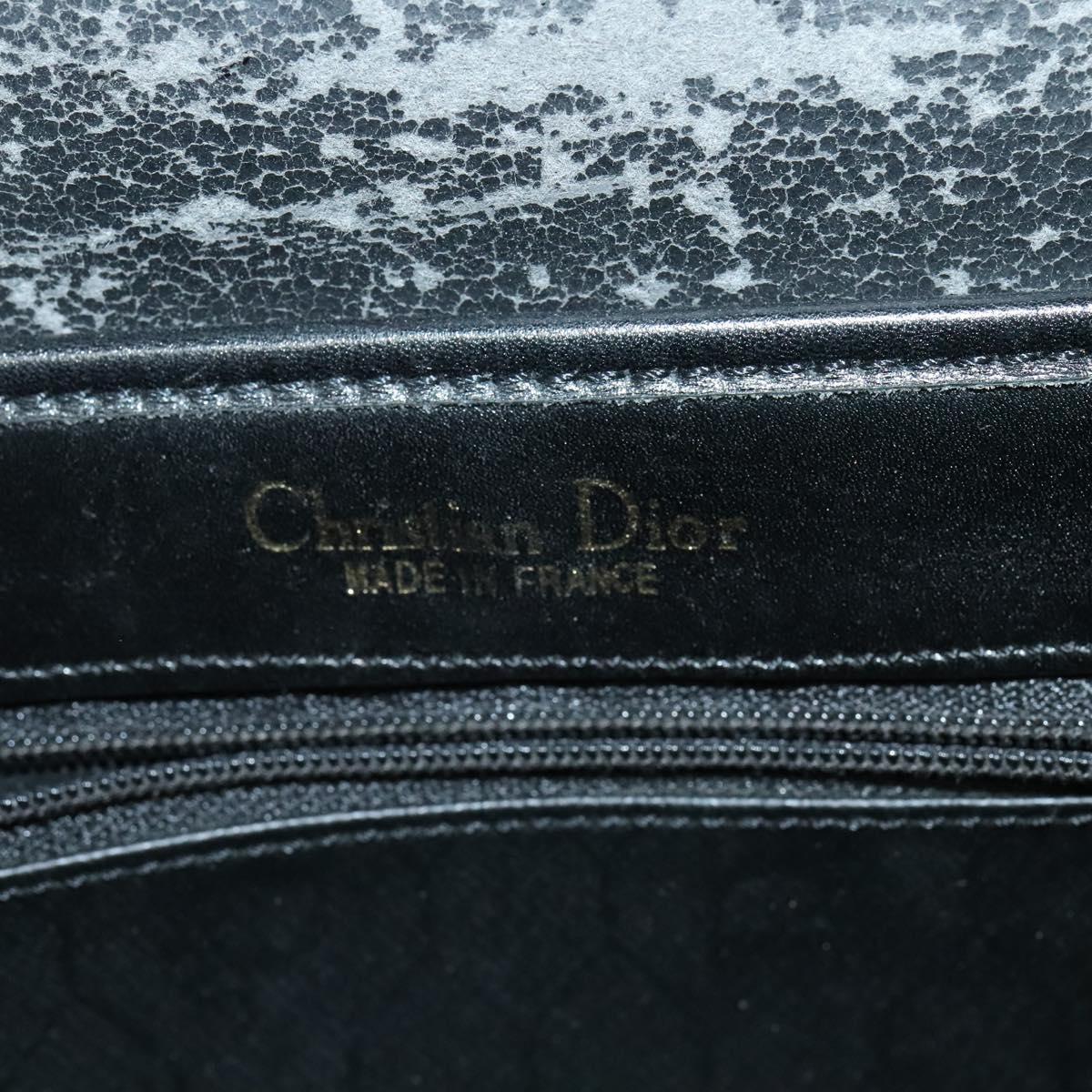 Christian Dior Honeycomb Canvas Shoulder Bag PVC Black Gold Auth 120944