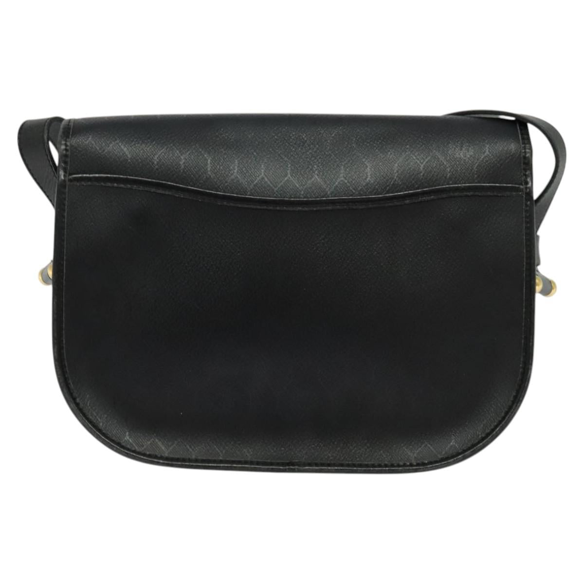 Christian Dior Honeycomb Canvas Shoulder Bag PVC Black Gold Auth 120944