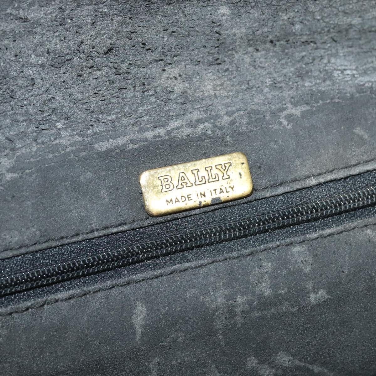 BALLY Quilted Chain Shoulder Bag Leather Black Gold Auth 120948