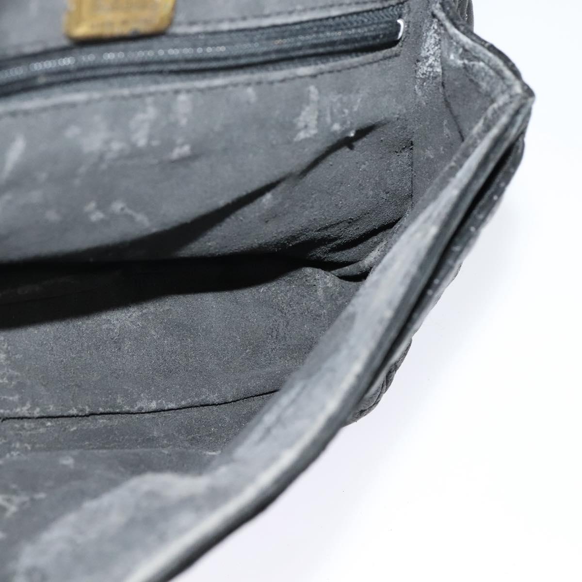 BALLY Quilted Chain Shoulder Bag Leather Black Gold Auth 120948