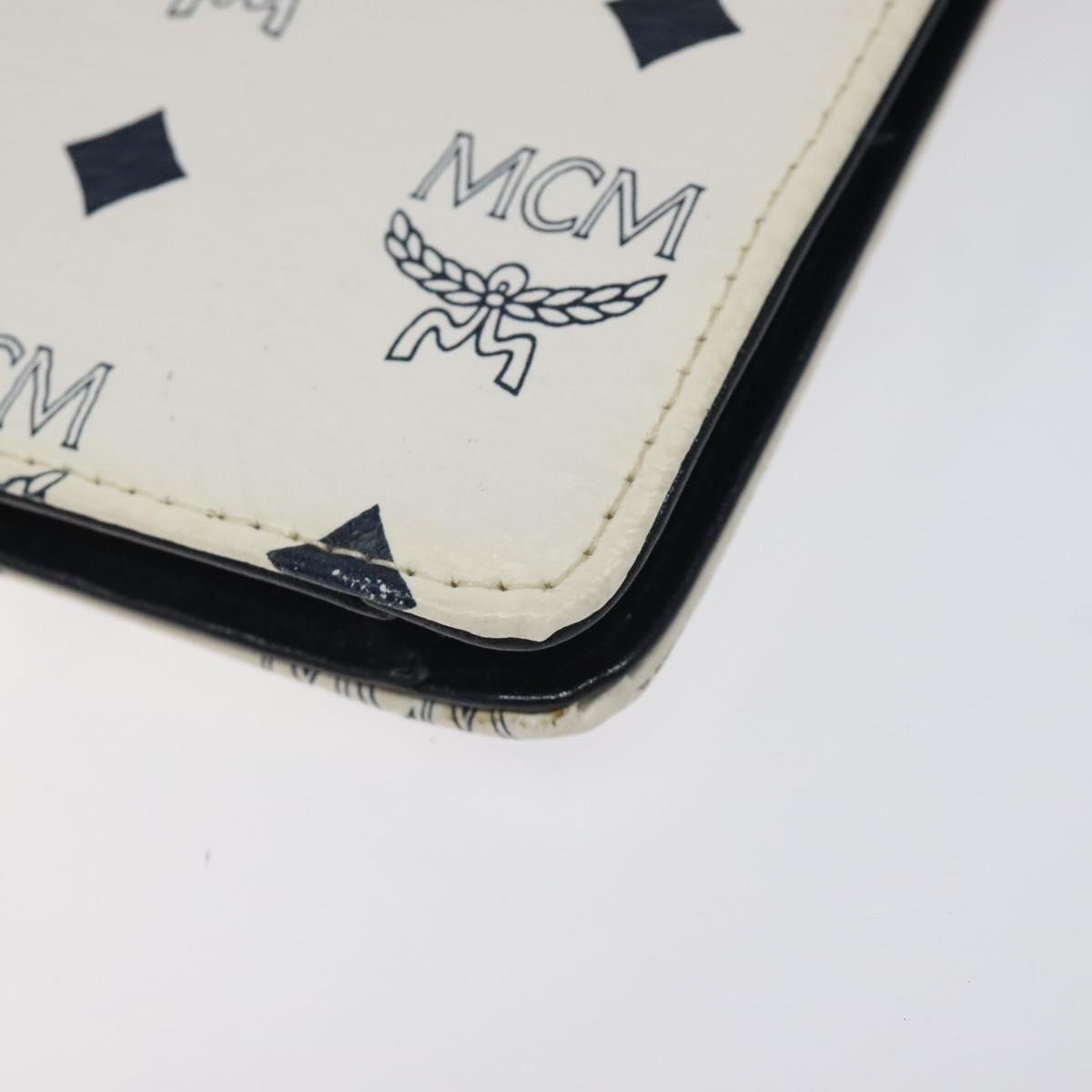 MCM Logogram Vicetos Shoulder Bag PVC Leather White Gold Auth 120950