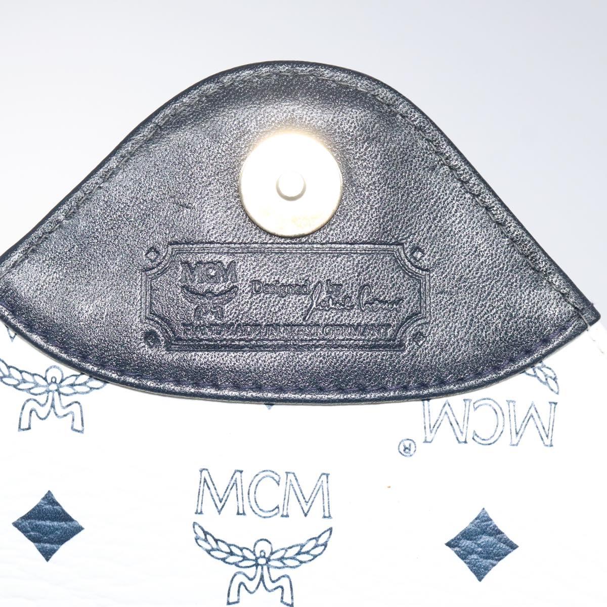 MCM Logogram Vicetos Shoulder Bag PVC Leather White Gold Auth 120950