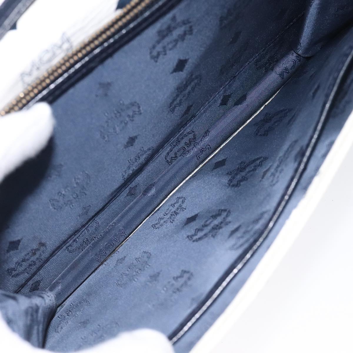 MCM Logogram Vicetos Shoulder Bag PVC Leather White Gold Auth 120950