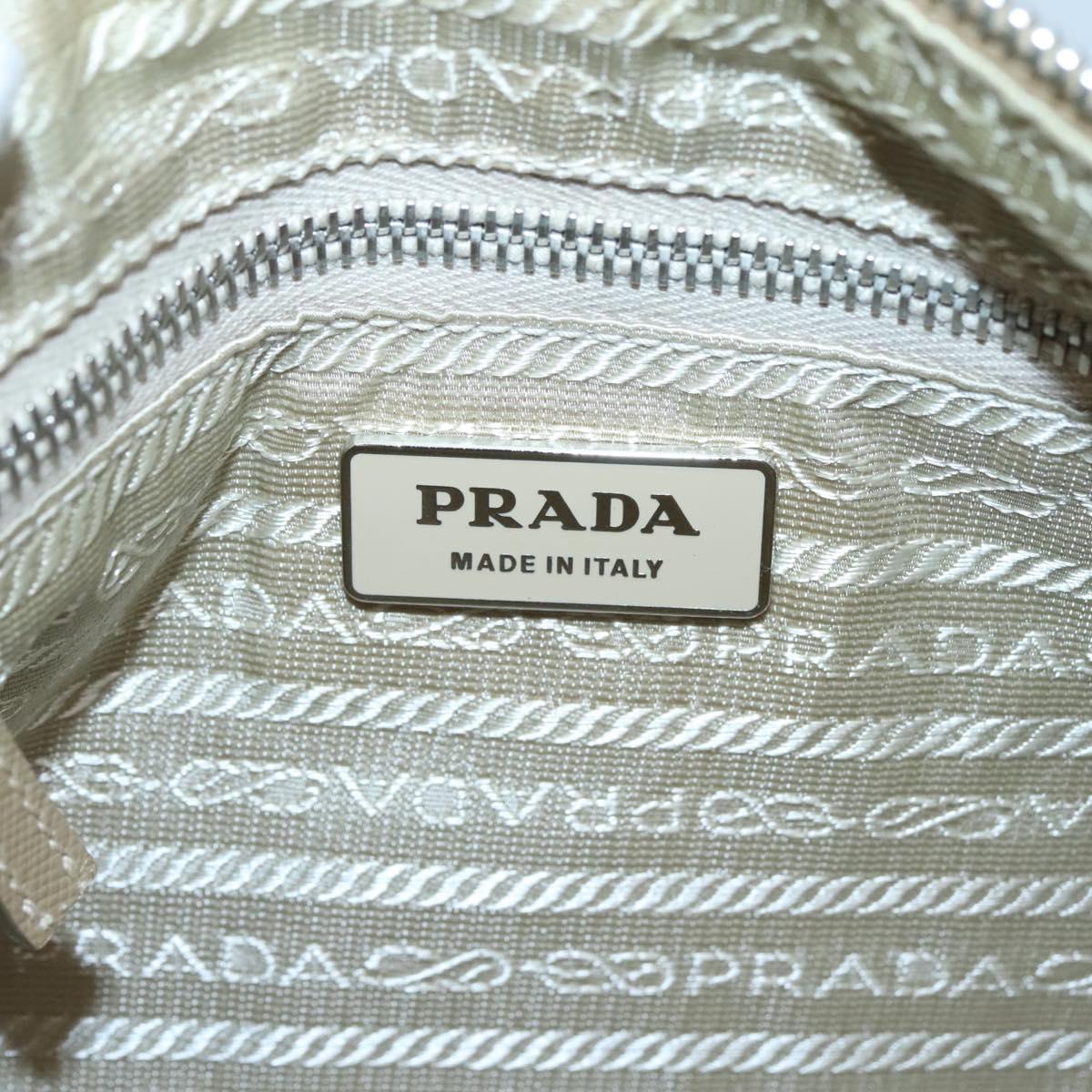 PRADA Shoulder Bag Nylon Beige Silver Auth 120952