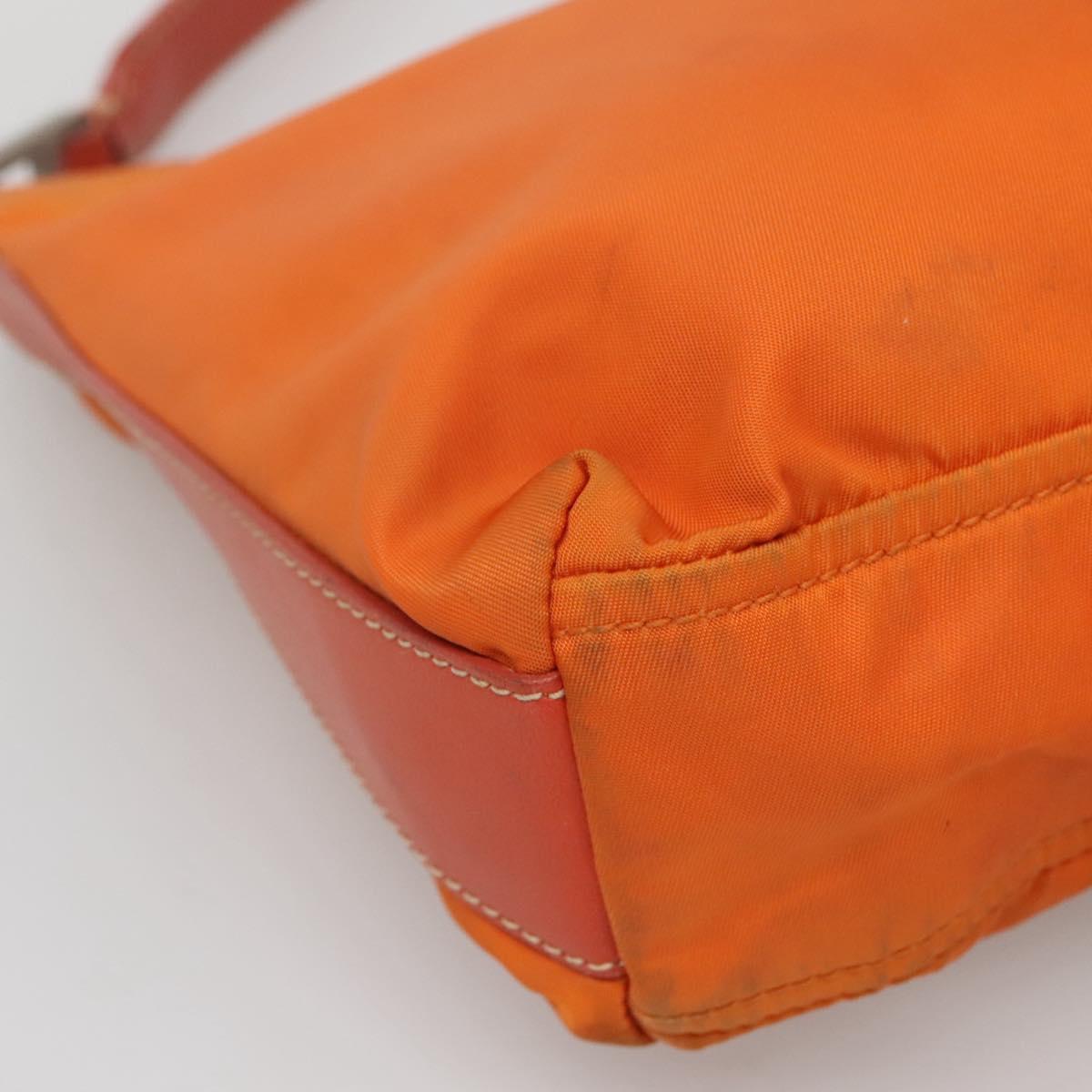 PRADA Shoulder Bag Nylon Orange Silver Auth 120954