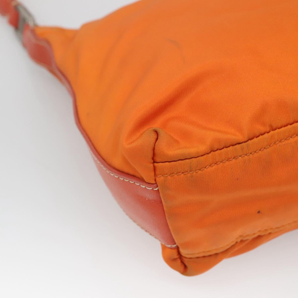 PRADA Shoulder Bag Nylon Orange Silver Auth 120954