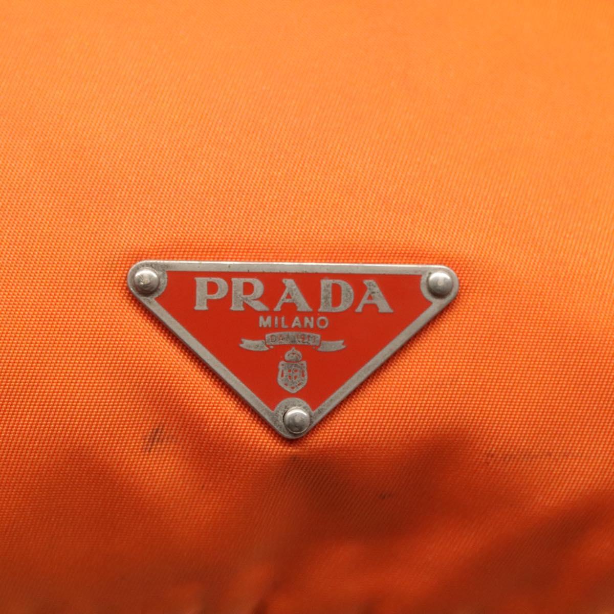 PRADA Shoulder Bag Nylon Orange Silver Auth 120954