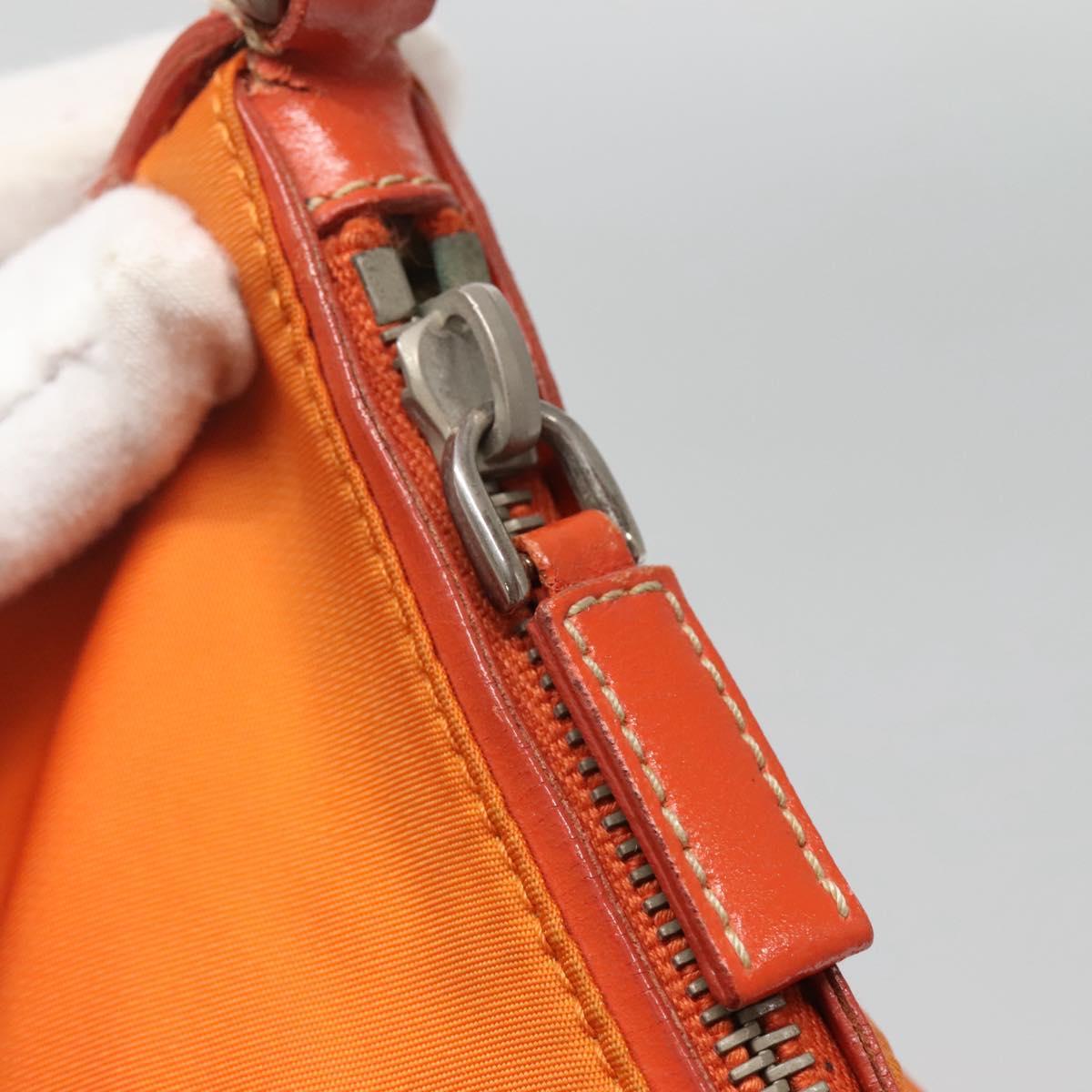 PRADA Shoulder Bag Nylon Orange Silver Auth 120954