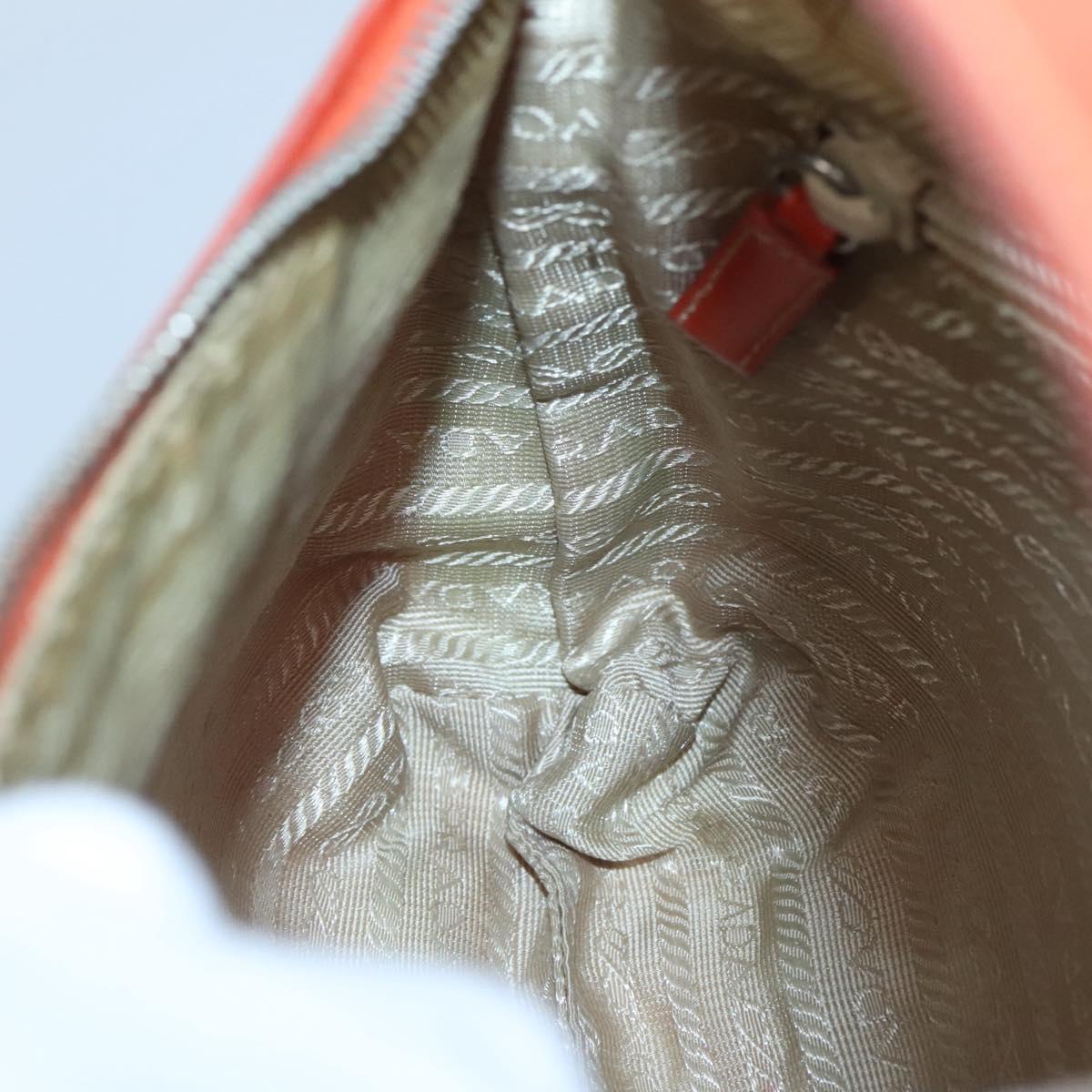 PRADA Shoulder Bag Nylon Orange Silver Auth 120954