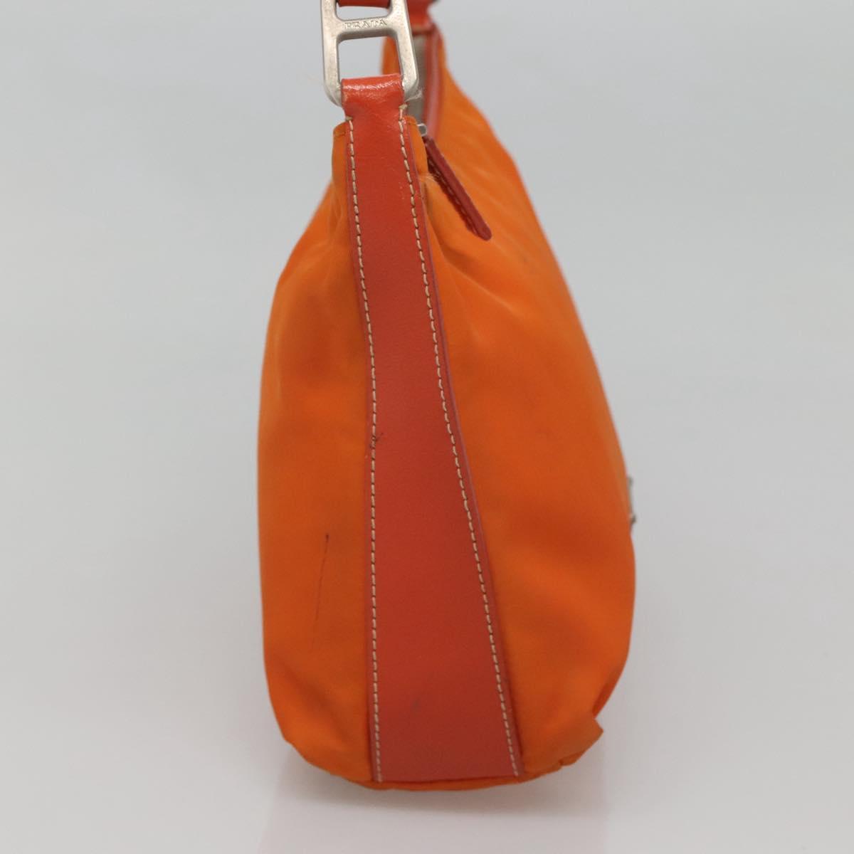 PRADA Shoulder Bag Nylon Orange Silver Auth 120954