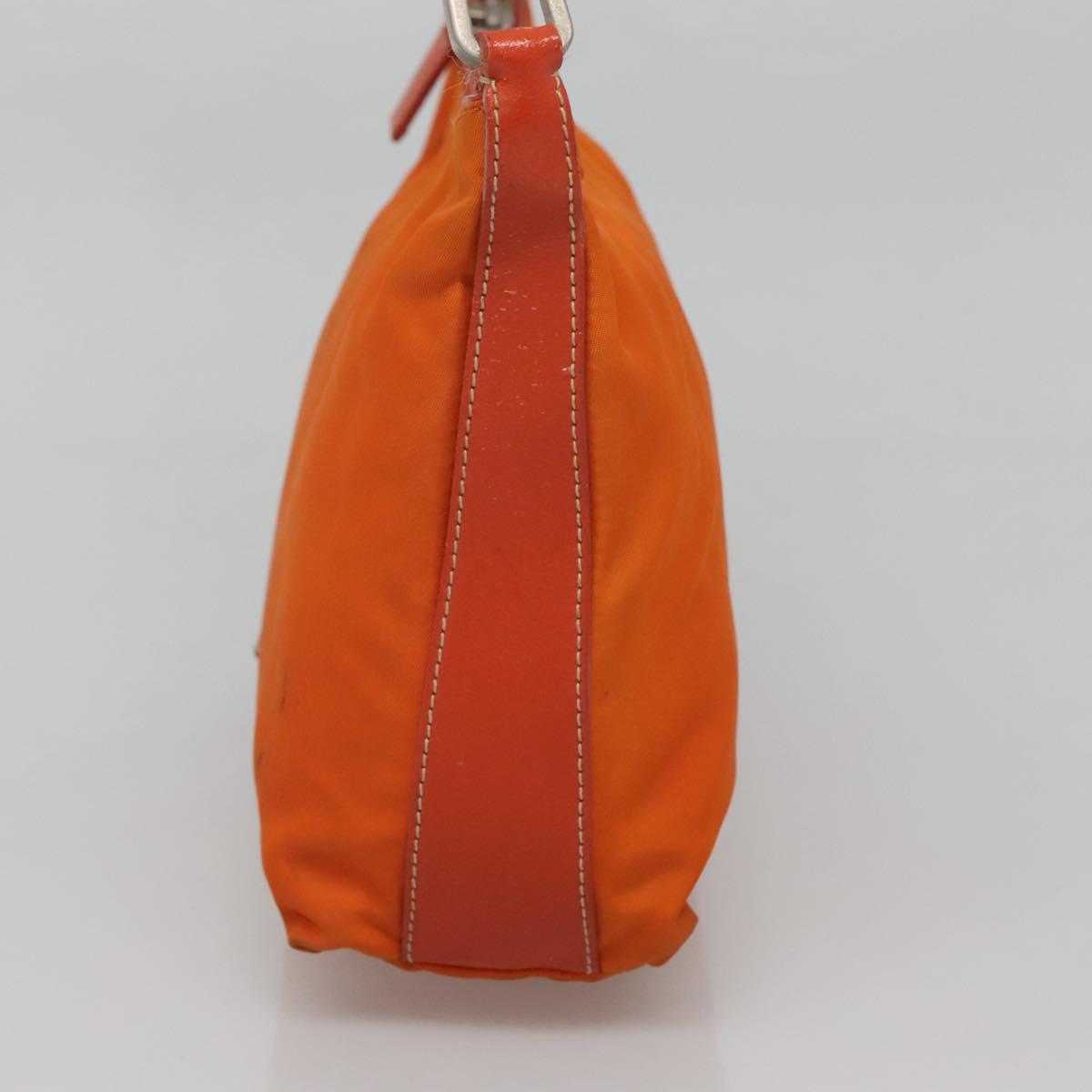 PRADA Shoulder Bag Nylon Orange Silver Auth 120954