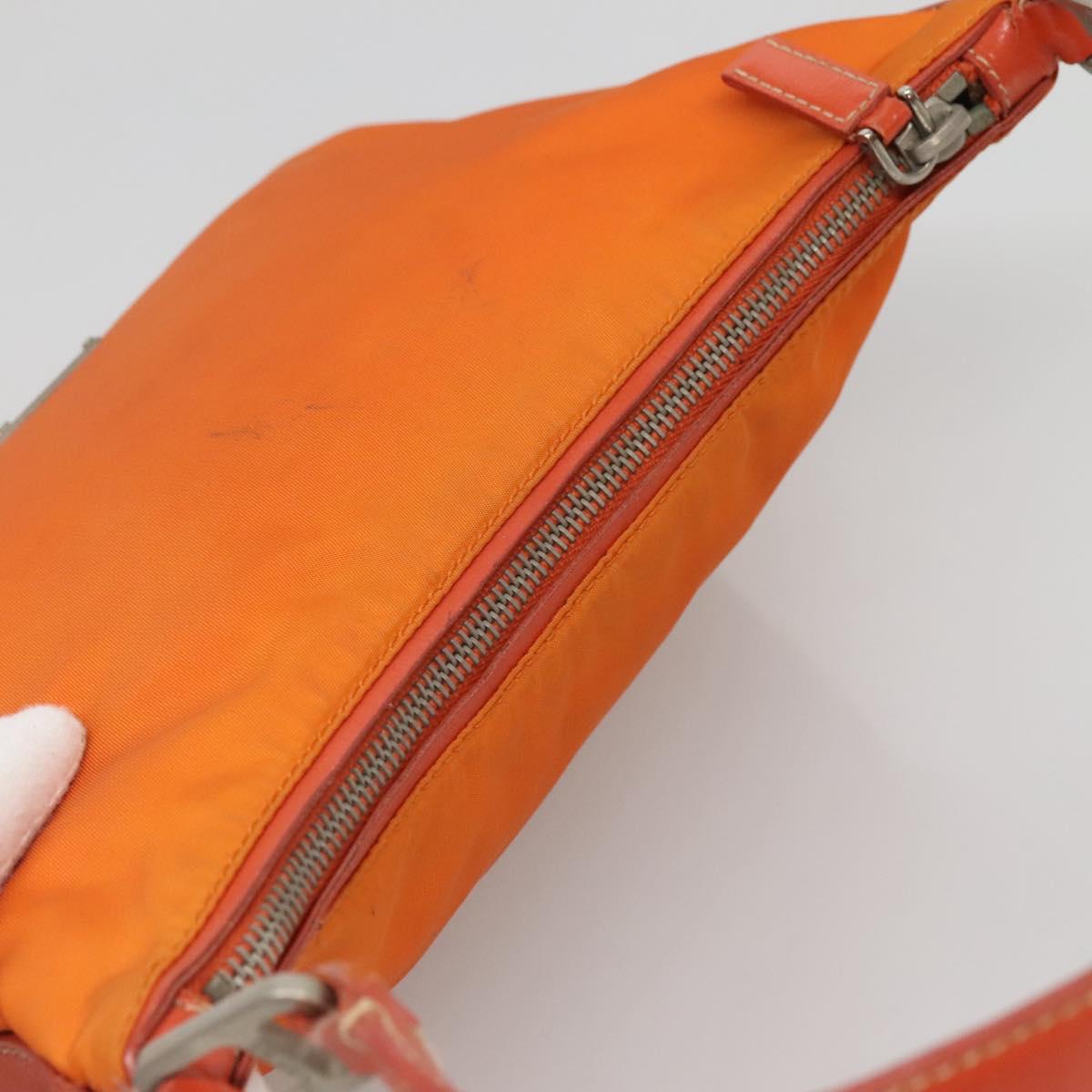 PRADA Shoulder Bag Nylon Orange Silver Auth 120954